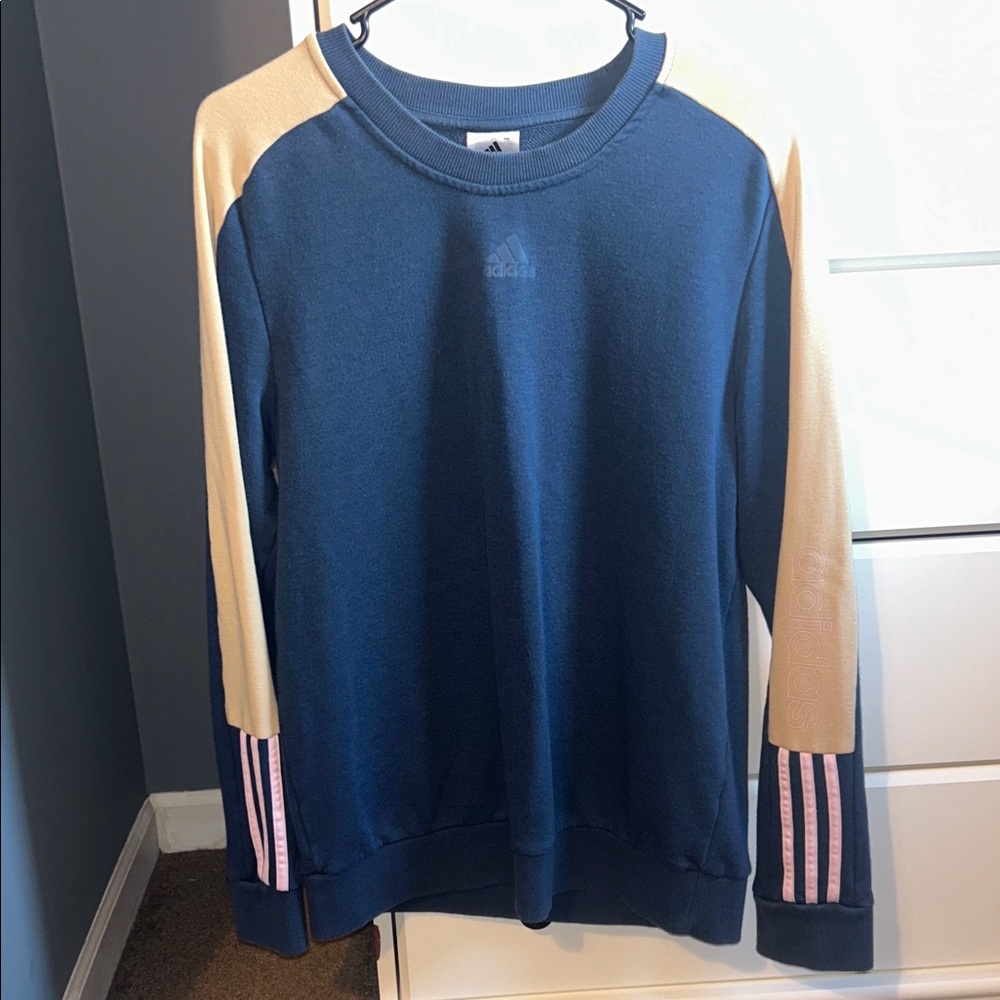 Adidas Navy and Beige Crewneck Sweater